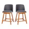 Emma and Oliver Jada Upholstered Mid-Back Stools with Nailhead Accent Trim & Wood Frames